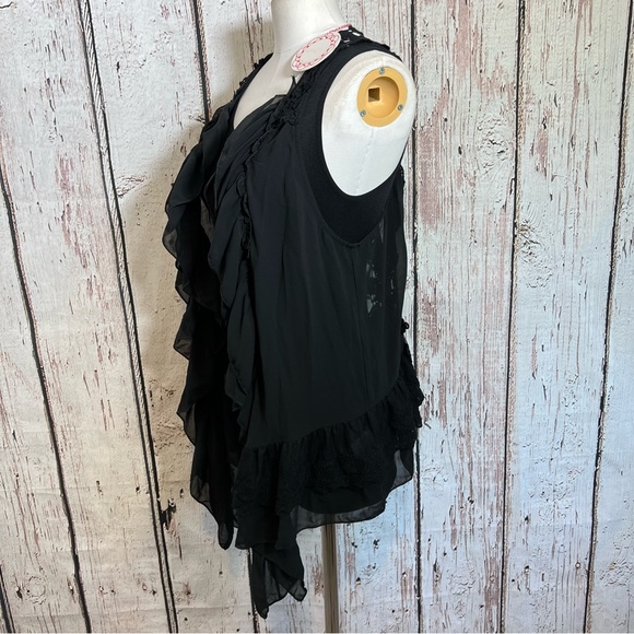 NEW NWT Umgee Embroidered Lace Ruffle Sheer Cardigan Vest Shawl Size M/L - Picture 5 of 16